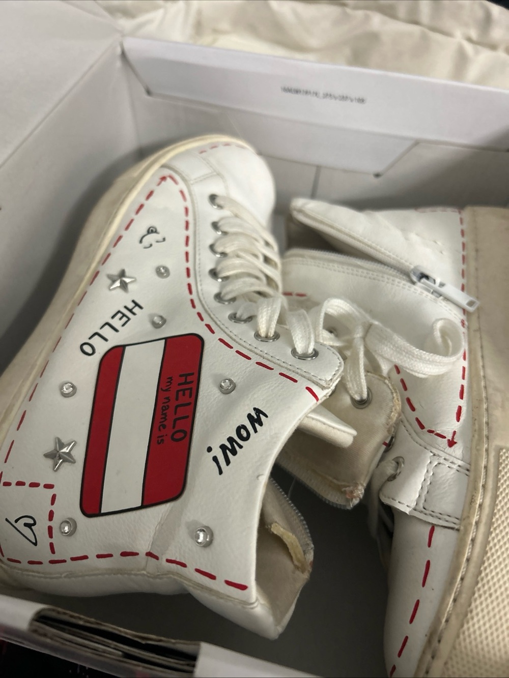 Aldo White Kids Sneakers with Red Accent